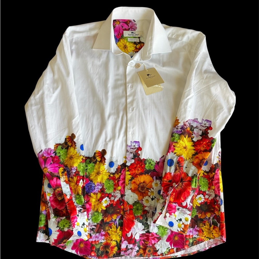 CLAUDIO LUCLI Couture Shirt - White with Multicolor Design